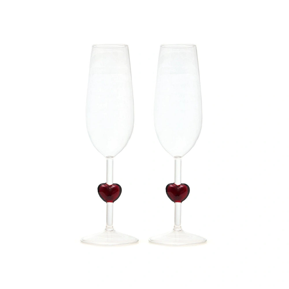 CUORE SET 2 STEM GLASS RED HEART